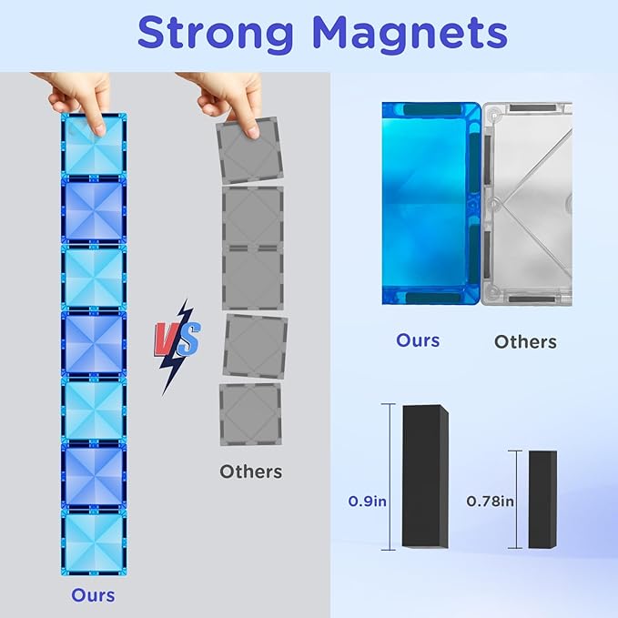 AFUNX Magnetic Tiles, 116PCS Magnet Building Blocks, 3D Diamond Magnetic Blocks, Construction Stem Toys for Kids, Educational Toys for Boys Girls Ages 3 4 5 6 7 8 (116 PCS)