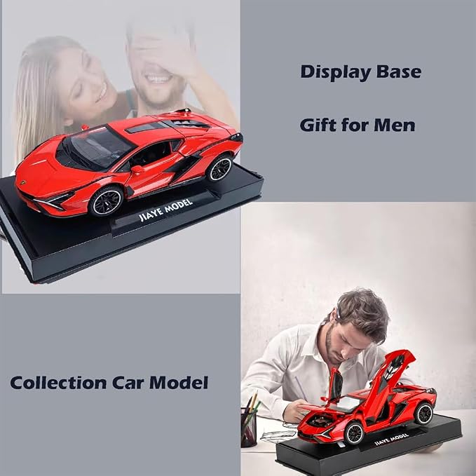 Lambo Toy Car Sian FKP3 Die-Cast Car Model with Lights and Sound Pull Back Toy Car for Boys Age 3 4 5 6 + Year Old (Red)