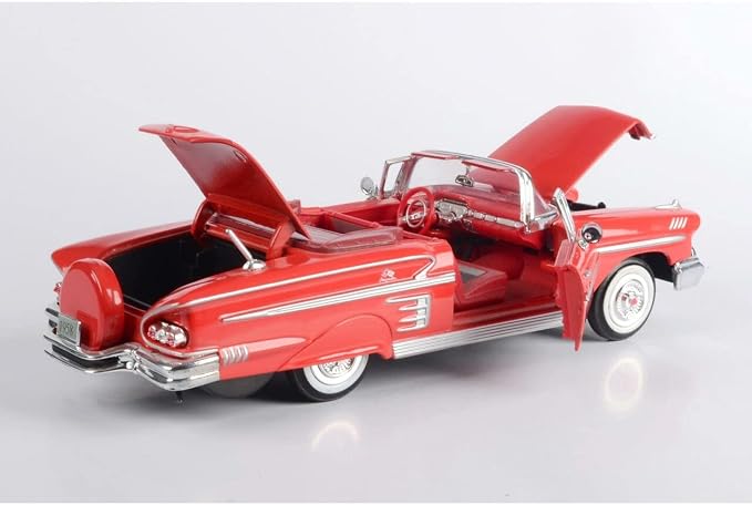 Motor Max 1:24 W/B American Classics 1958 Chevrolet Impala Convertible Diecast Vehicle for unisex-children, Red