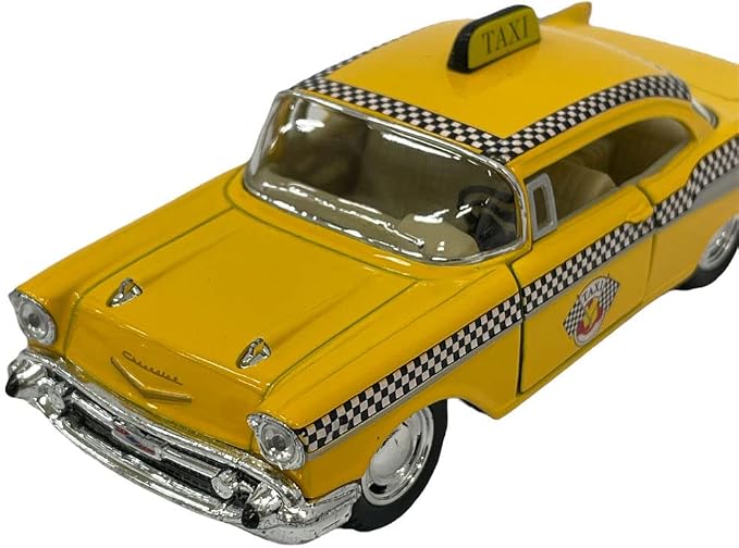 KiNSMART 1957 Chevy Bel Air Coupe 1:40 Scale 5" Die Cast Metal Classic Toy Car (Taxi)