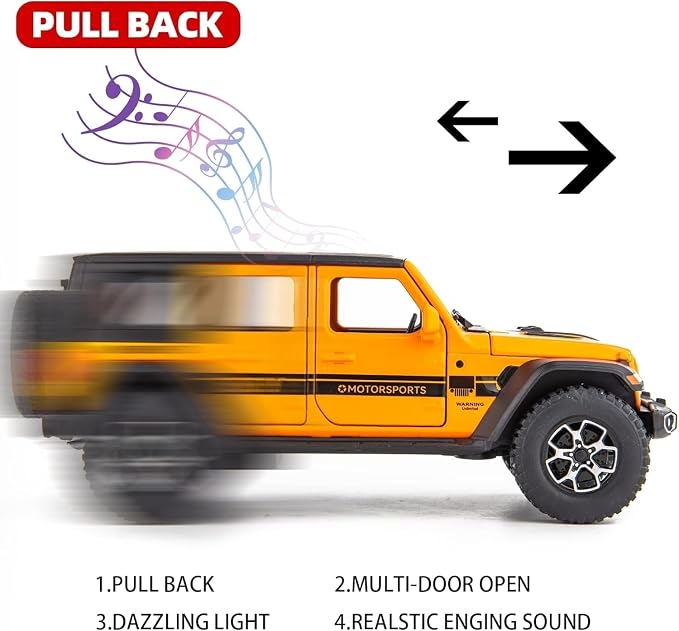 WAKAKAC Compatible for 1/32 Alloy Diecast Pull Back Model Car Collectible Gift with Light and Sound Toy Vehicle for Kids Boys Girls Toddler Christmas Birthday Gift Orange