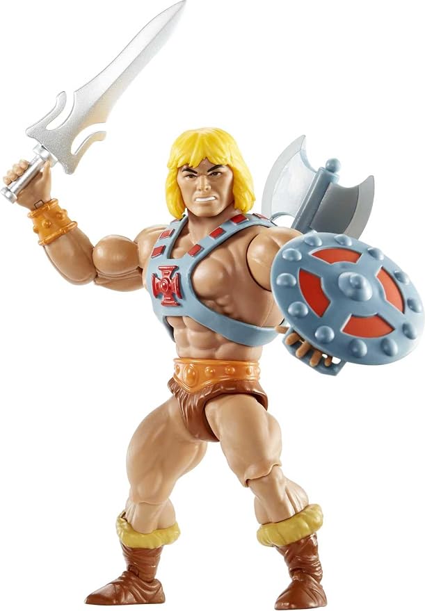 Masters of the Universe Origins Action Figure He-Man 5.5 Inch 1980s Motu TV Hero Toy, Detailed Design with Harness, Sword, Axe & Shield
