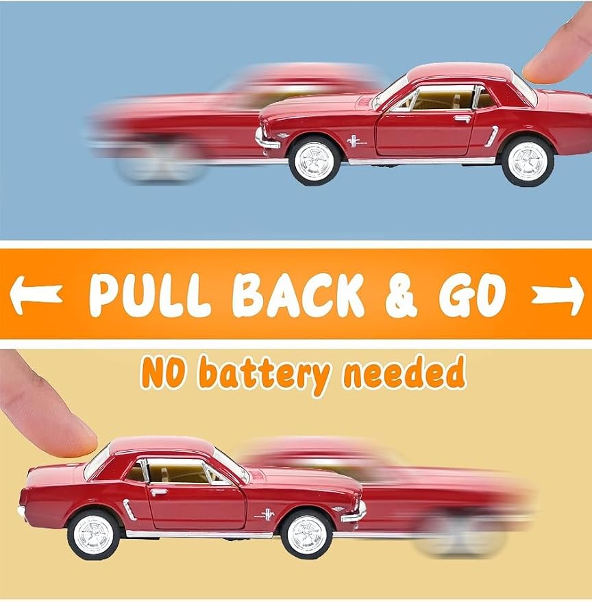 KiNSMART 1964 1/2 Ford Mustang 1:36 Scale 5" Die Cast Metal Model Classic Toy Car (Red)