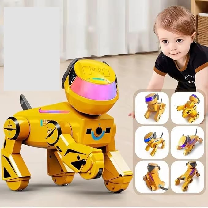 InventoBots Interactive Robot Dog, Programmable AI Smart Robotic Puppy, STEM Educational Dog for Ages 3-10, Orange Color