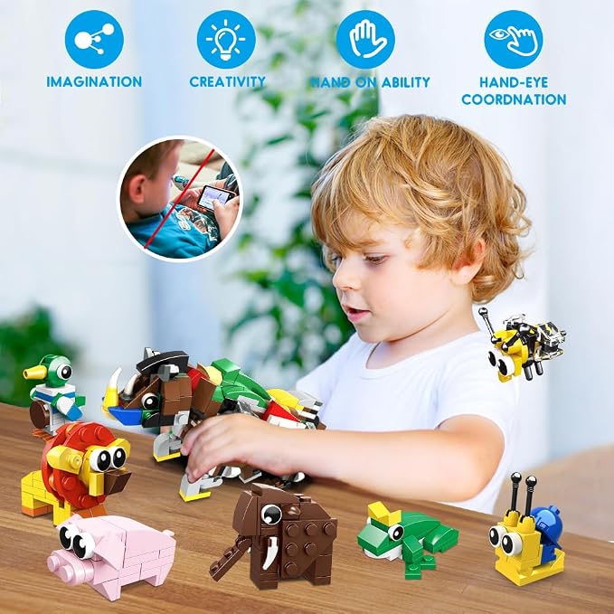 HOGOKIDS 30 Packs Party Favors for Kids - 867PCS Mini Animal Building Blocks Sets for Classroom Prizes Goodie Bag Fillers Valentines Easter Gift Exchange for Student Boys Girls Ages 6+