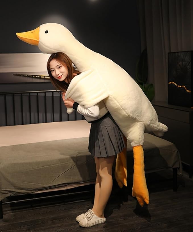 Srutirbo Giant Goose Stuffed Animal, 35.4 Inch Soft Goose Plush Pillow, Cute Duck Plush Toy Swan Plushie Doll Sleeping Hugging Pillows Gift for Girls Boys (35.4in)