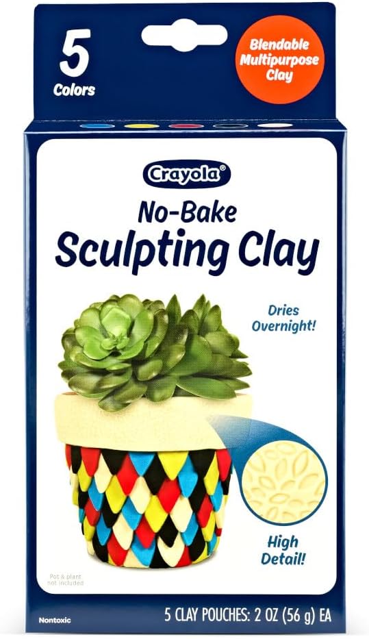 Crayola No Bake Sculpting Clay (5 Colors), 2oz Air Dry Modeling Clay, Crafting Supplies for Teens & Adults, Artistic Gift, 8+