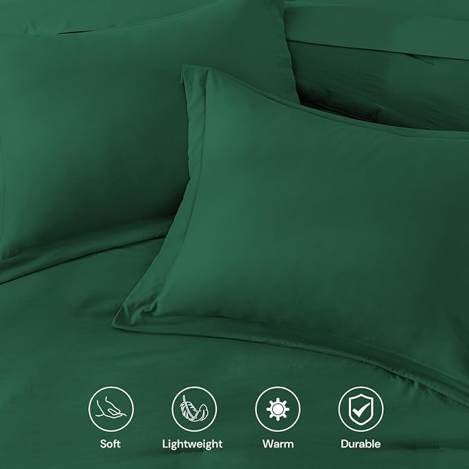 WRENSONGE Queen Comforter Set- 7 Pieces Soft Emerald Green Bed in a Bag with Fitted Sheet, Flat Sheet, 2 Pillow Shams, and 2 Pillowcases- Warm Bedding Sets Queen for All Season