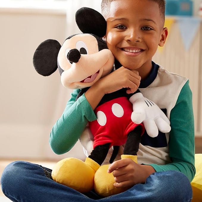 Disney Store Official Mickey Mouse Medium Soft Toy for Kids, Cuddly Character with Fuzzy Texture and Embroidered Details, Soft Tail, Disney Plushy Suitable for All Ages