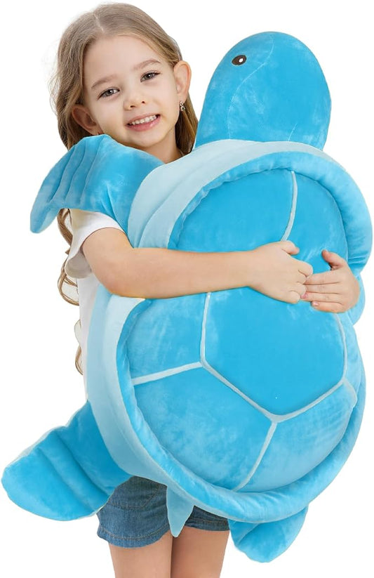 Dalmao 28'' Sea Turtle Stuffed Animals Giant Soft Toys, Large Ocean Blue Turtle Plush Body Pillow, Plushies Gifts for Kid Boys, Girls, Girlfriend, Birthday, Halloween, Christmas