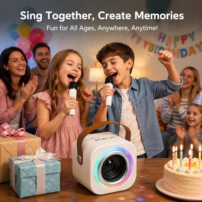 Mini Karaoke Machine for Kids with 2 Wireless Mics,TOP Singing Toys Birthday Gifts Ideas for Girls Ages 3,4,5,6,7,8,9,10,11,12+ Years Old,Great Gift Ages Girls,Boys Trend Party