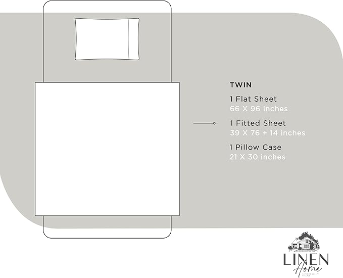 Linen Home 100% Cotton Percale Sheets Twin Size, Tera Clay, Deep Pocket, 3 Pieces Set- 1 Flat, 1 Fitted and 1 Pillowcase, Crisp Cool and Strong Long Staple Bed Linen
