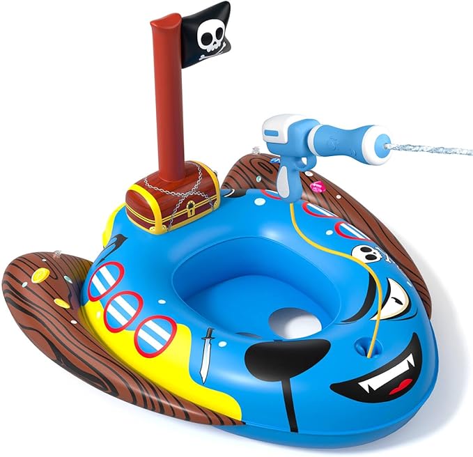 Kids Pool Floats with Water Gun, Toddler Inflatable Pool Toys for Kids Age 3-8 Years Old, Summer Outdoor Water, Beach, Swimming Pool Toys Gift for Boys and Girls