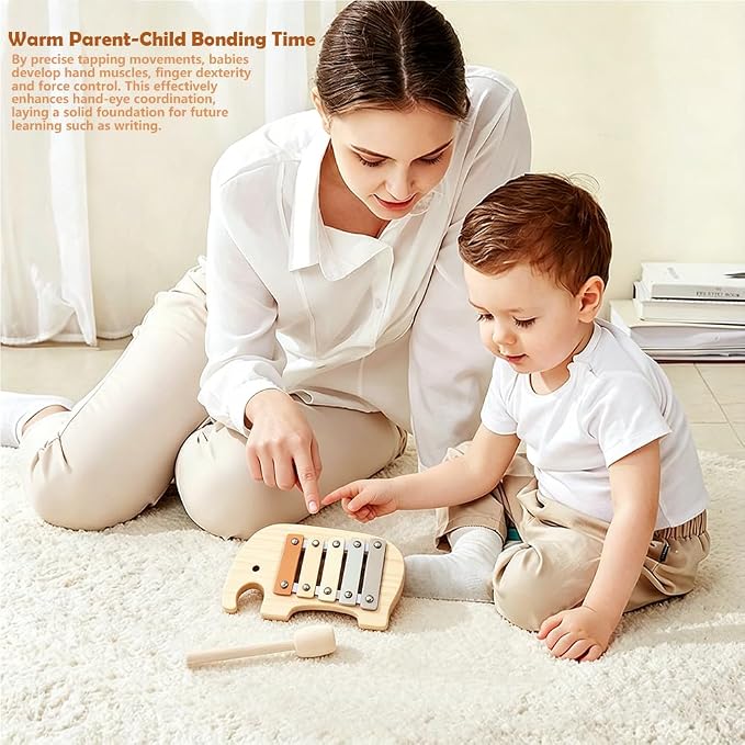 Lovely Xylophone for Toddlers, Early Childhood Development Musical Instruments for Toddlers, Wooden Xylophone for Kids,Musical Instruments Toys for Preschool Percussion Learning (Elephant)
