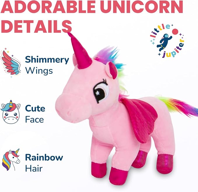 Little Jupiter Plush Pet Set w/Purse - Unicorn Stuffed Animals for Girls - Unicorn Plush - Stuffed Unicorns - Gift for Age 4-5 - 6-7 yrs (Pink Unicorn)