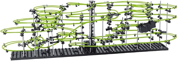682pcs Level 3–8 Marble Roller Coaster Kit, 820+ PCS Glow-in-The-Dark Marble Run with Steel Balls – Luminous Rail Maze Building Toys, STEM Construction Set for Ages 14+ & Adults