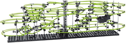 682pcs Level 3–8 Marble Roller Coaster Kit, 820+ PCS Glow-in-The-Dark Marble Run with Steel Balls – Luminous Rail Maze Building Toys, STEM Construction Set for Ages 14+ & Adults