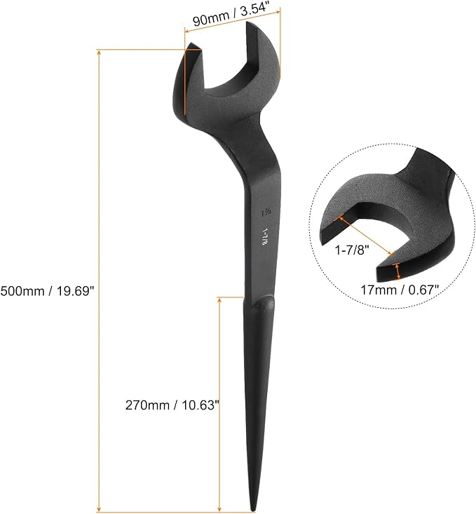 HARFINGTON Single Open End Spanner Wrench 1-7/8-inch 15 Degree Angle Single Open End SAE Construction Spanner Wrenches with 60°Offset Handle for Automotive Mechanical Maintenance