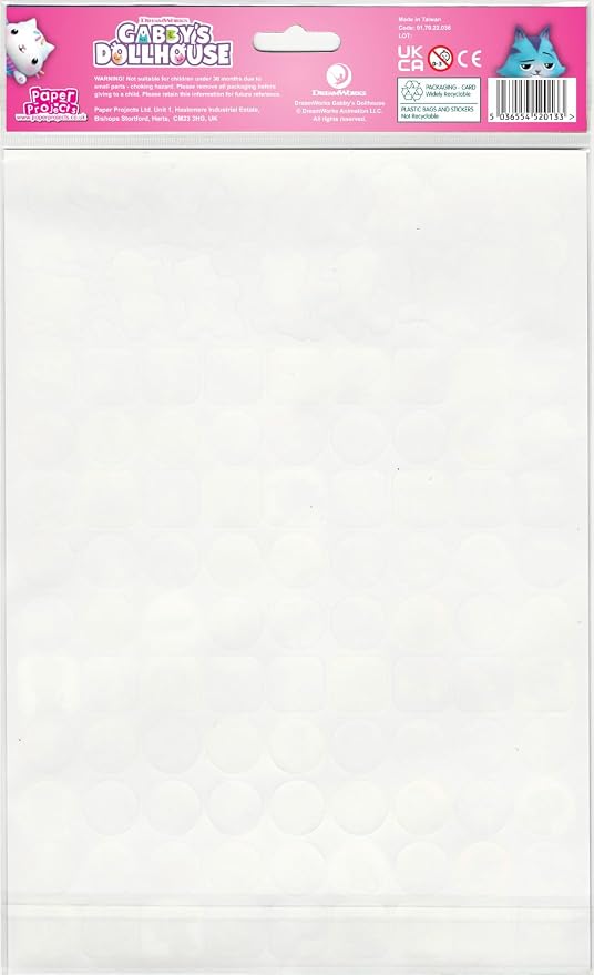 Paper Projects 01.70.22.036 Gabby's Dollhouse Mega Pack | Three Types of Stickers (Around 150 Total) | Reusable on Non-Porous Surfaces, 35cm x 23cm