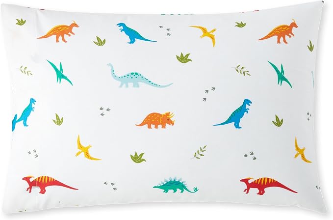 Wildkin 100% Cotton Kids Pillowcase – Soft, Breathable & Standard Size (20x30) - Jurassic Dinosaurs