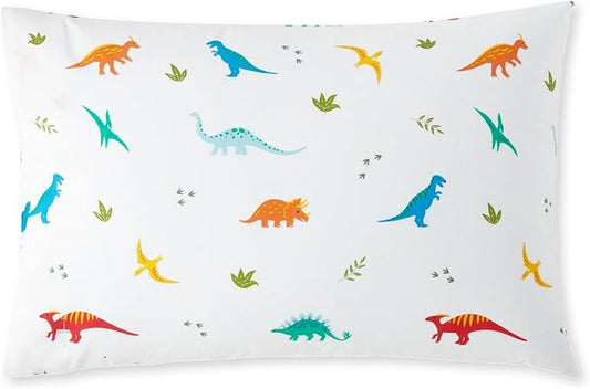 Wildkin 100% Cotton Kids Pillowcase – Soft, Breathable & Standard Size (20x30) - Jurassic Dinosaurs