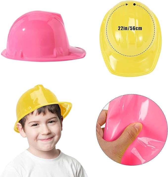 Haysandy Construction Hats Bulk Plastic Construction Party Hats Soft Worker Caps for Boys and Girls Toddler(Yellow and Pink,100 Pcs)