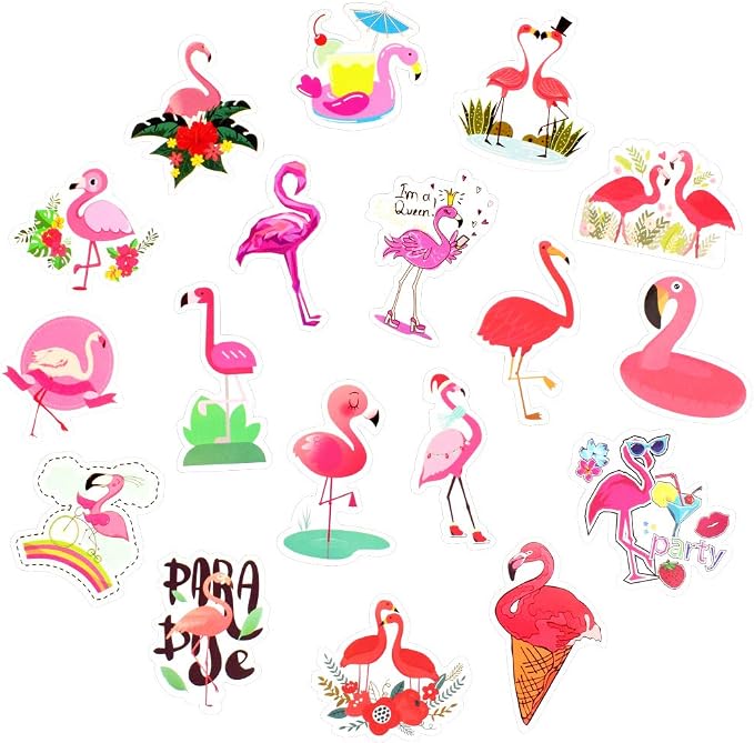 QTL Flamingo Stickers for Kids, Flamingo Party Supplies, Waterproof Vinyl Stickers for Water Bottle and Laptop, 50PCS