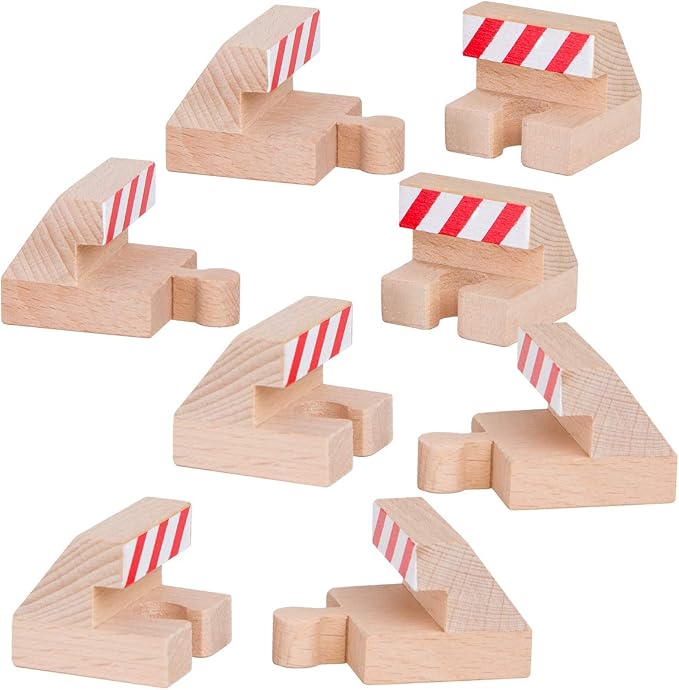 ORBRIUM 8 Piece Wooden Train Track End Bumper Buffer Stop Wooden Train Tracks Accessories Set Compatible with Thomas the Tank Engine, Brio, IKEA, Melissa & Doug Wooden Railways