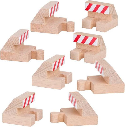 ORBRIUM 8 Piece Wooden Train Track End Bumper Buffer Stop Wooden Train Tracks Accessories Set Compatible with Thomas the Tank Engine, Brio, IKEA, Melissa & Doug Wooden Railways
