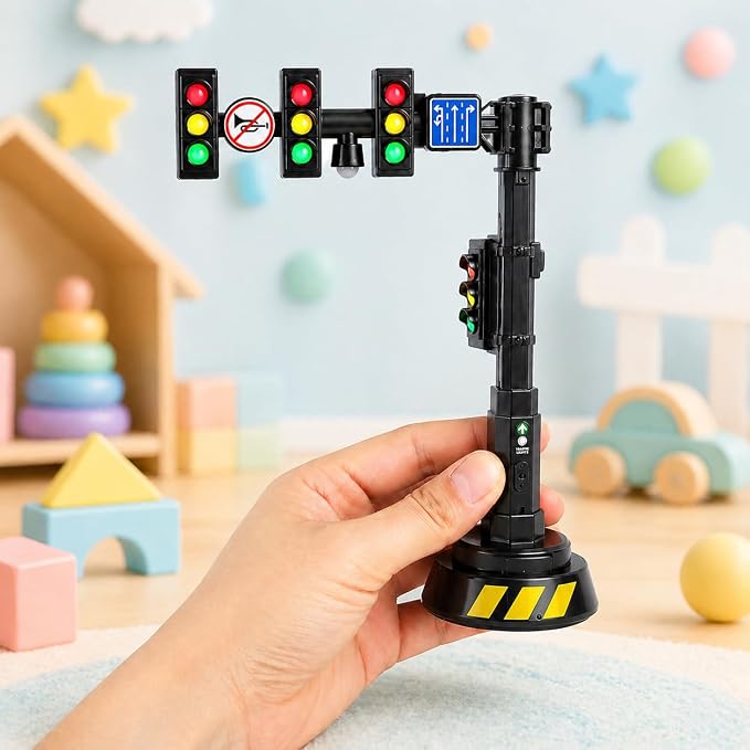jarbins Stoplight Toy with Sounds, Red Yellow Green Light Learning Toy for Kids Pretend Play, Mini Stop Light Toy for Road Rules Learning, Classroom Activities, Toy Car Scenes, Dollhouse Display Prop