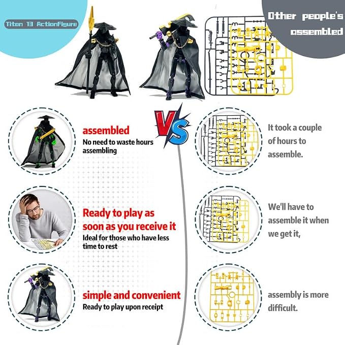 T13 Assembly Completed Action Figures,T-13 Action Figure, Robo 13 3D Printed Action Figure - The Ultimate Hero for Action-Packed Playtime,5.2 Inch, Blue Purple