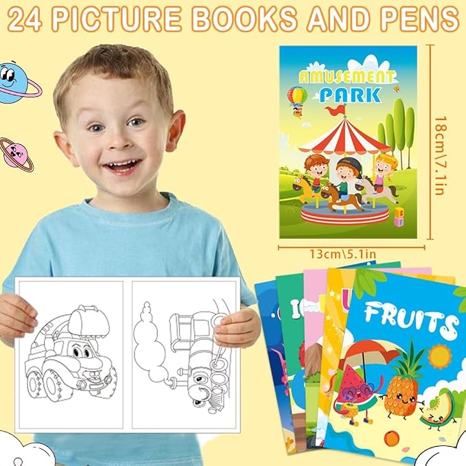 24 Coloring Books for Kids Party Favors Bulk Mini Coloring Book for Kids Ages 4-8 Small Activity Books for Birthday Party Gifts Goodie Bags Stuffers(24-B)