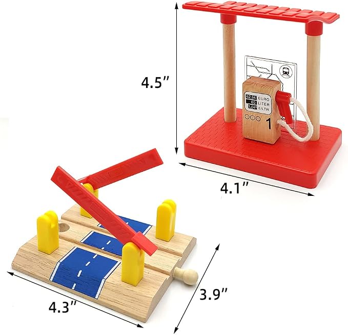 Wooden Crane Toy Set with Train Cars - Compatible with Major Wooden Rail Brands - Ages 3-5
