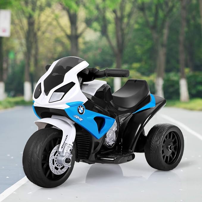 Costzon Licensed BMW Kids Electric 3-Wheel Ride-On Motorcycle Toy for Boys & Girls, with Headlights, Music and Battery Powered Pedal Kids Toddler Motorcycle