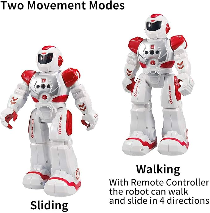 Remote Control Robots for Kids,Intellectual Gesture Sensor Programmable RC Robot Toys with Infrared Controller,Early Education,Speak,Dance,Sing,Walk,Robot Kits for Boys and Girls(Red/White)