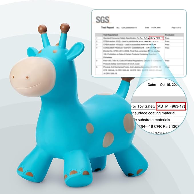Giraffe Bouncy Animal Hopper for Toddlers, Inflatable Bouncing Hopper Toys, Outdoor Indoor Ride on Horse Bouncer Hopping Toys, Birthday Gifts for Boys Girls 18 Months 2 3 4 5 6 Years Old