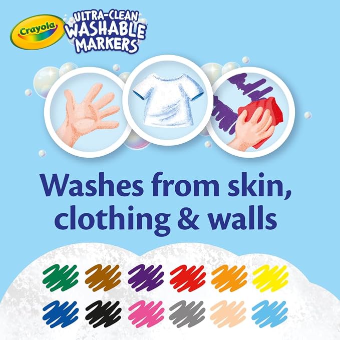 Crayola Broad Line Markers,Washable Markers for Kids,Assorted Colors,Arts & Crafts Supplies,For Coloring Books & Art Projects,Ages 3+,12 Count (Pack of 2)