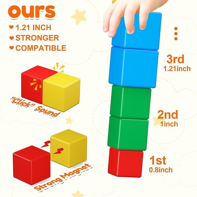 KAEILORU Magnetic Blocks Toys for Toddler Girls Boys Age 3-5 5-7 4-8 Magnetic Building Cubs Stem Sensory Toys, Preschool Learning Activities Birthday Gift for 3 4 5 6 7 Year Old