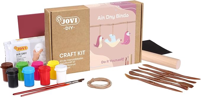 Jovi | Pottery Kit for Adults and Beginners | 1.1 lb Air Dry Clay, Tempera Paints, Sculpting Tools | No Oven Needed, Non-Toxic, Step-by-Step Guide | Creative Craft Set for Home Pottery