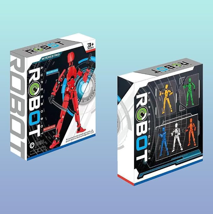Titan T13 Action Figures Set -(Assembly Required) Robot Action Figure Fidget Toys for Nova N13 Anime Figures with 3D Lucky Dummy 13 Robot Figures Multi Movable Joints Gifts (RedBlue+White)