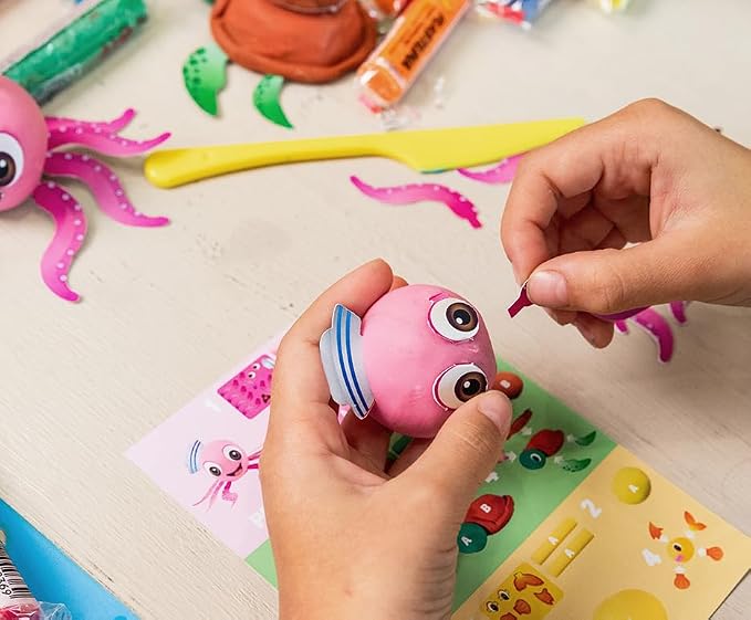 Jovi - Play&Fun Jurassic, Character kit for Children with Modeling Clay | Includes Cutouts, 24 Non-Drying Clay Sticks and Tools to Create Dinosaurs, DIY Art for Kids