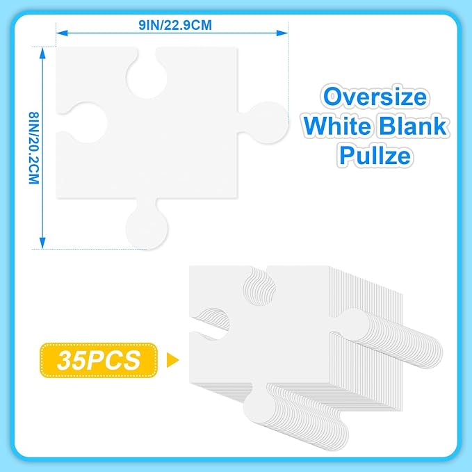 95 Pcs Blank Puzzle Pieces to Draw on, Make Your Own Puzzle Jigsaw, Large White Blank Puzzles Piece Bulks DIY Cardboard Jigsaws for Drawing, Coloring, Classroom & Crafts Project (95, 9 X 8 Inches)