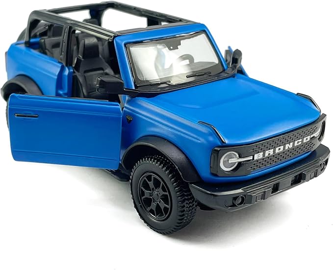 2-Door Convertible Bronco Badlands Model Car 1/36 Scale Diecast Toy Cars Metal Alloy Children’s Vehicles, Pull Back Doors Open, Mens Collection, Kids Toys for Boys Gifts, Cake Topper Home Décor, Blue