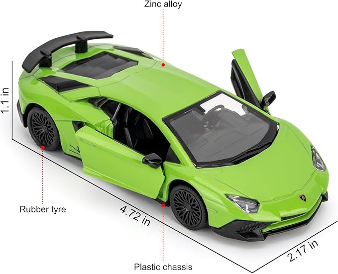 TGRCM-CZ 1/36 Scale Lamborghini Aventador LP700-4 Casting Car Model, Zinc Alloy Toy Car for Kids, Pull Back Vehicles Toy Car for Toddlers Kids Boys Girls Gift (Green)