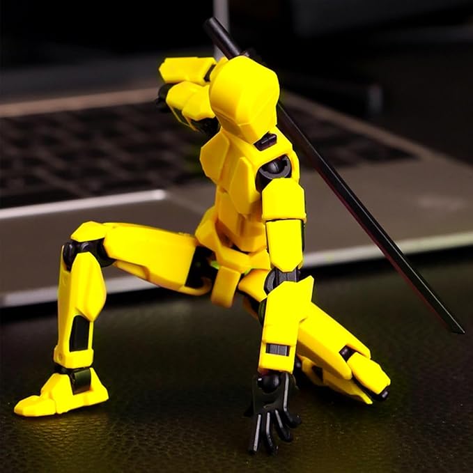 DANONI Titan 13 Action Figure, Lucky Robot Action Figures,Creative 3D Printed Action Figure,Multi Jointed Action Figures Desktop Decorations for Kids Adult(Yellow-Assembly Completed)
