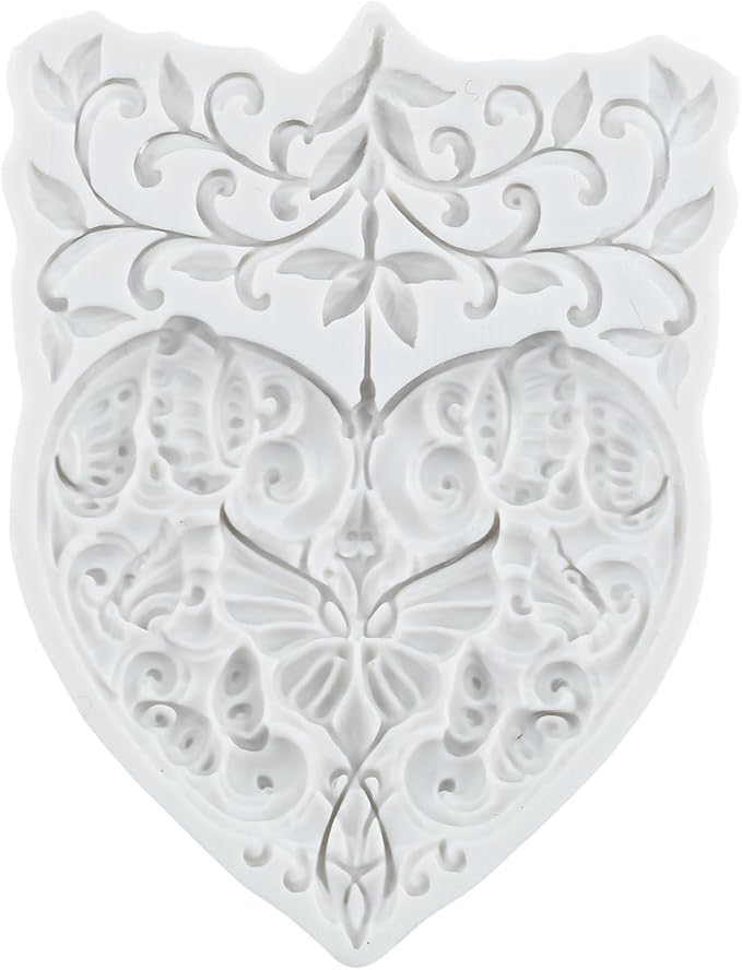 Butterfly Flower Resin Silicone Mold Baroque Butterfly Heart Lace Polymer Clay Molds for DIY Crafts Epoxy Resin Casting Air Dry Polymer Clay Plaster Jewelry Making