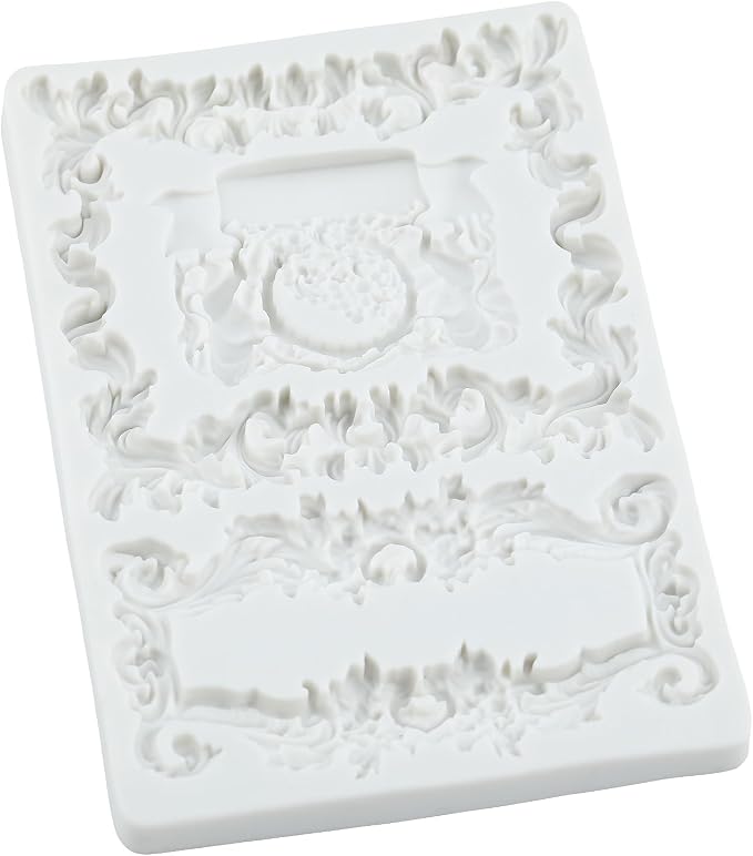 Baroque Curlicues Scroll Lace Relief Polymer Clay Mold Baroque Relief Lace Filigree Silicone Molds for DIY Craft Epoxy Resin Casting Polymer Clay Crafts Air Dry Jewelry Making