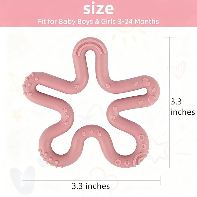 Fu Store 3 Pack Coral Flower Ring Teether Baby Teething Toys Silicone Teether Ring Toys for Babies 0-6 0-12 0-24 0-36 Months Easy to Grasp Clean Infant Teething Relief Soothing Sore Gums