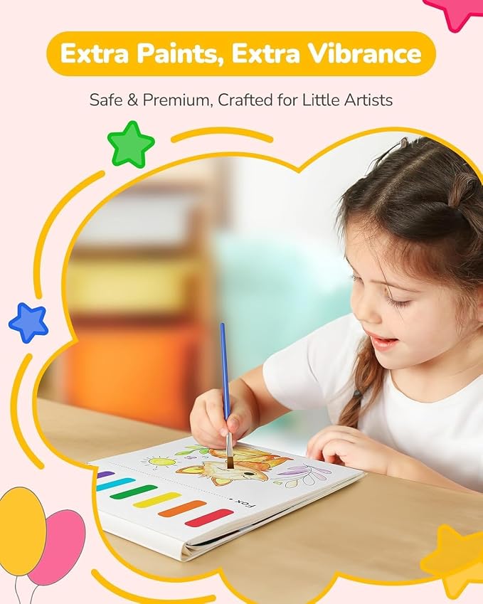 TECJOE 3 Pack Paint with Water Coloring Books for Toddlers, Mess Free Watercolor Painting Set with 6 Brushes, Travel Art Craft Toys Birthday Gifts for Kids Ages 3-8, Princess, Dinosaur & Forest