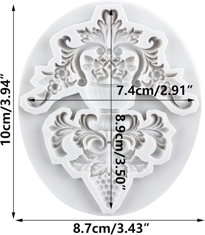 Baroque Relief Flower Polymer Clay Molds Baroque Curlicues Scroll Lace Silicone Mold for DIY Crafts Epoxy Resin Casting Air Dry Polymer Clay Plaster Jewelry Making